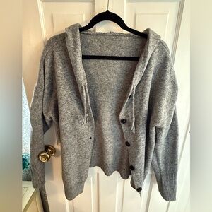 Grey Button down hoodie cardigan